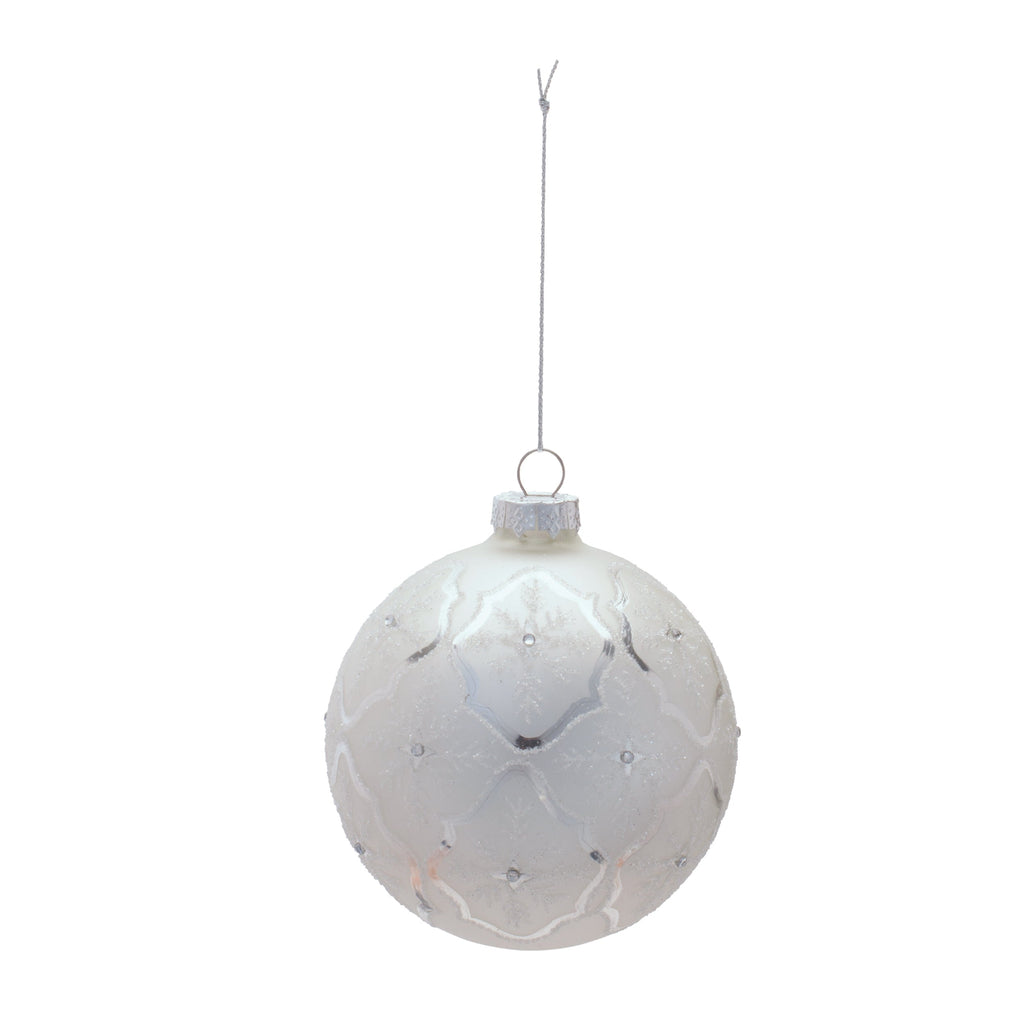 Glass Ball Ornaments with Snowflake (Set of 6)