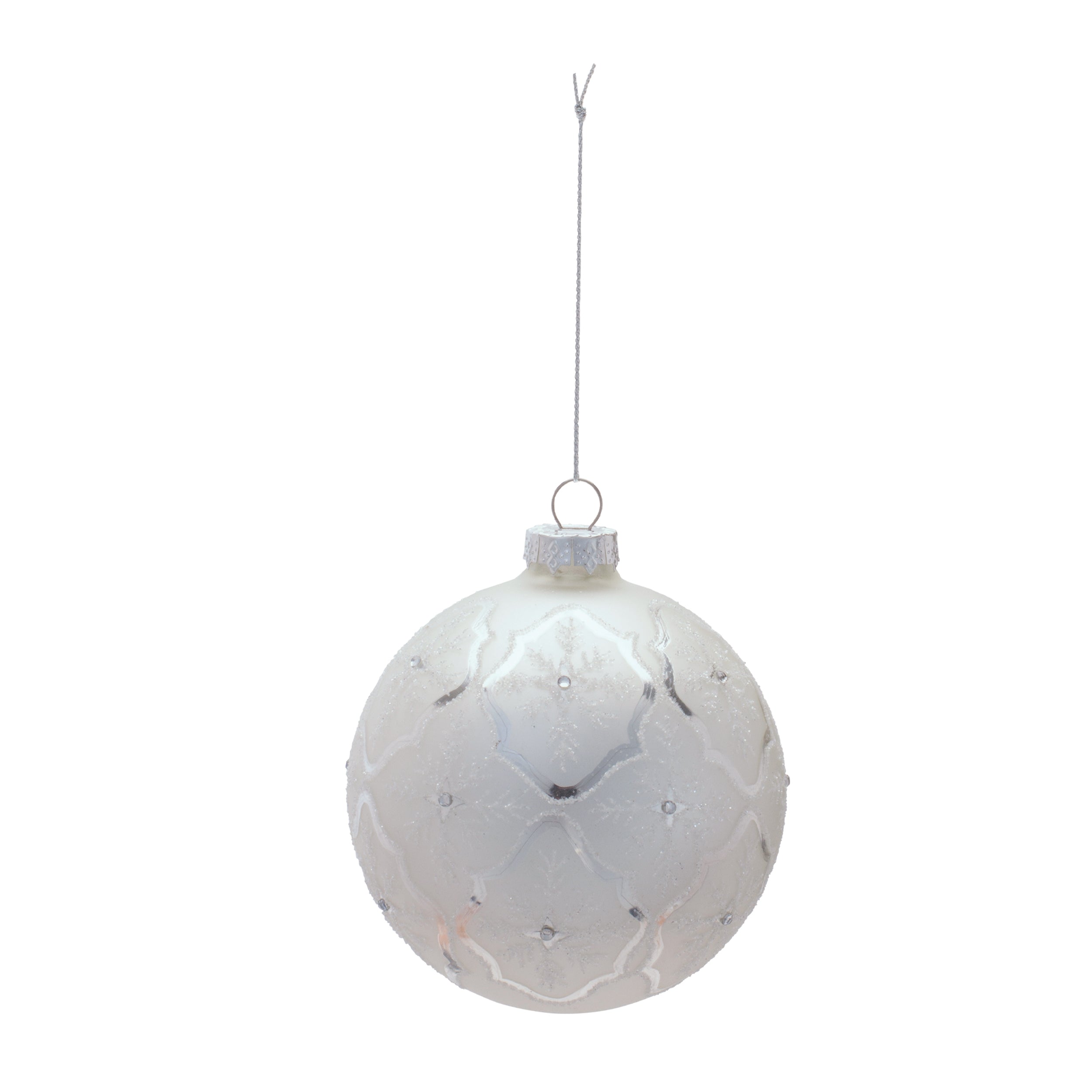 Glass Ball Ornaments with Snowflake (Set of 6)
