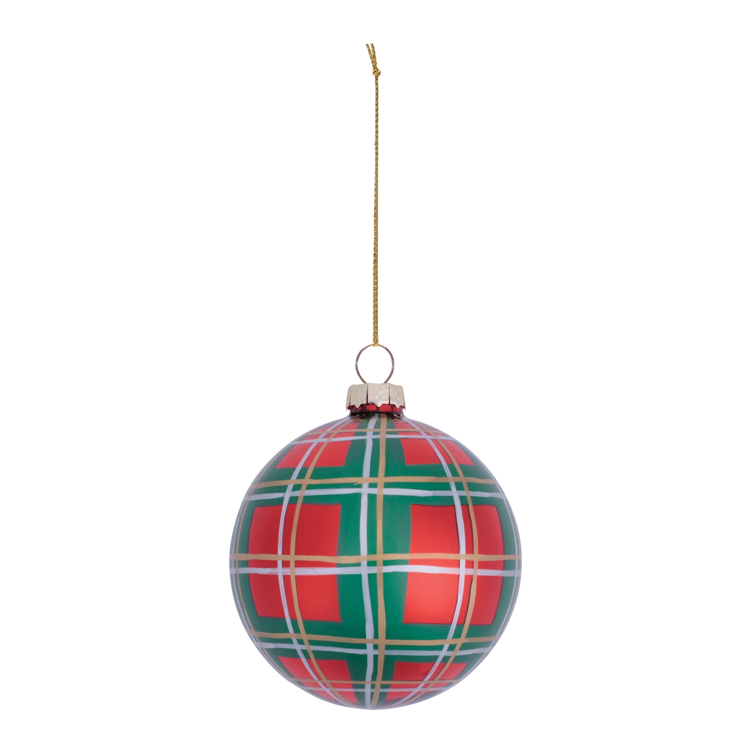 Glass Plaid Ball Ornaments (Set of 6)