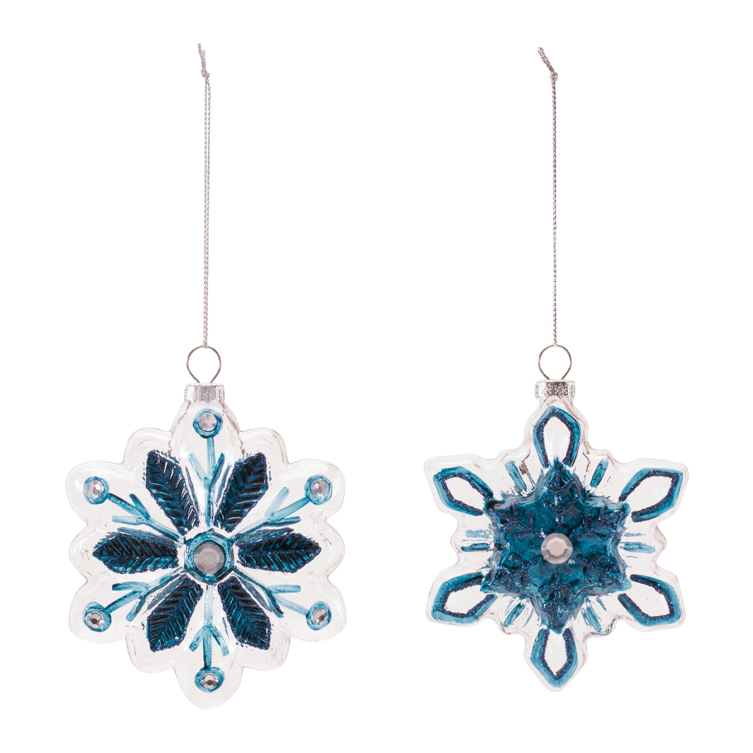 Glass Snowflake Ornaments (Set of 12)