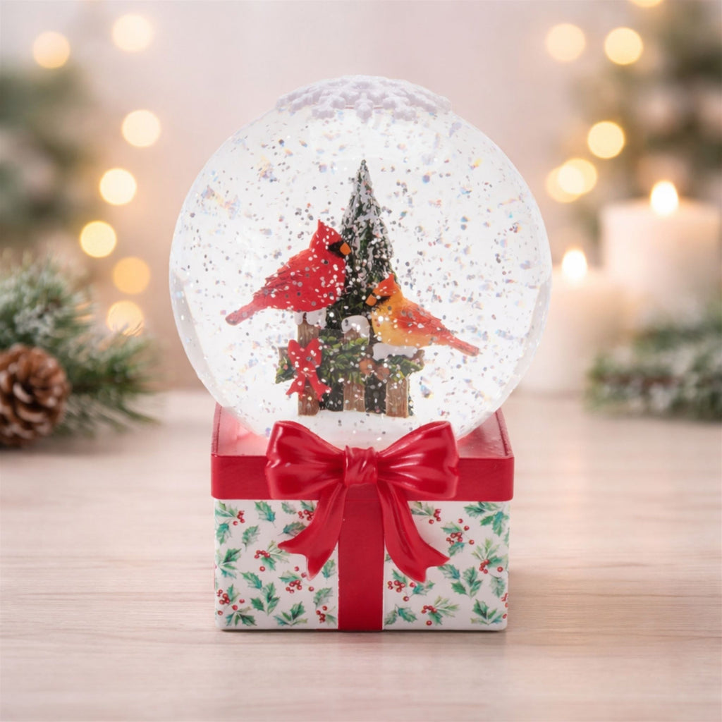 LED Cardinal Snow Globe 6.5"H