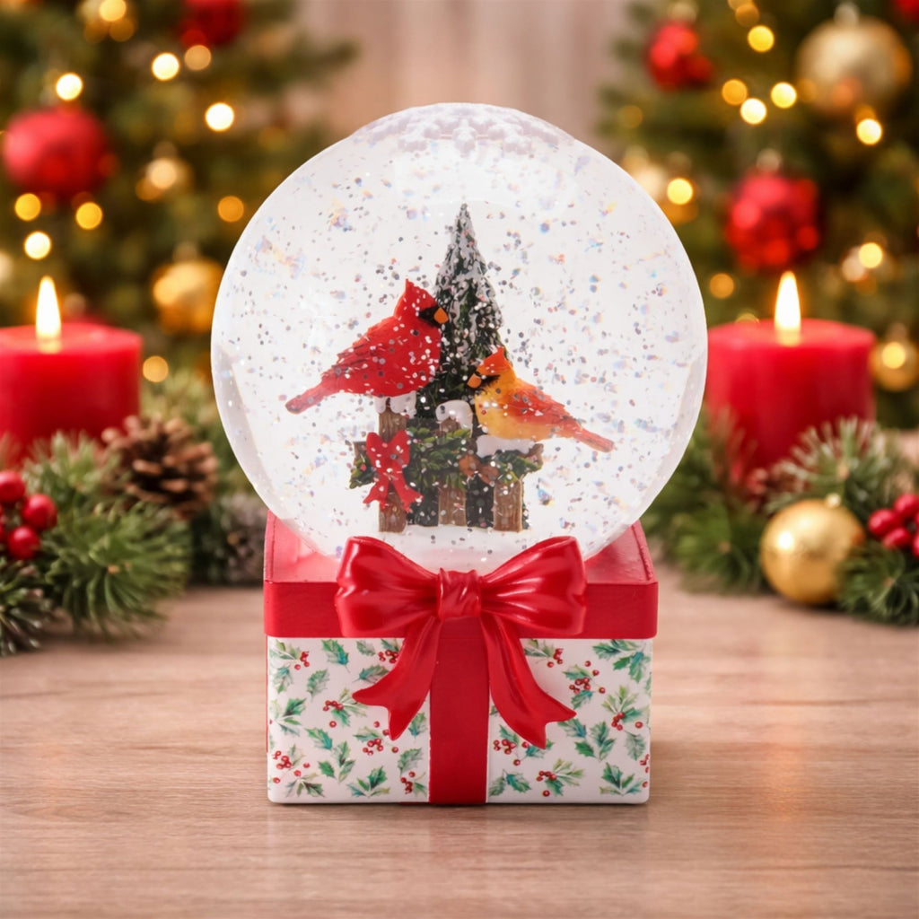 LED Cardinal Snow Globe 6.5"H