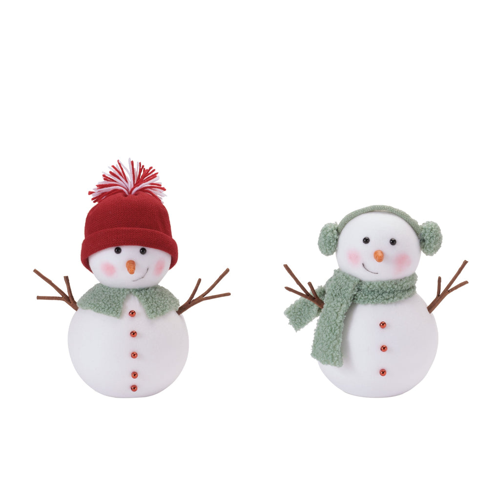 Plush Snowman Figurines with Knit Hats and Scarves (Set of 6)