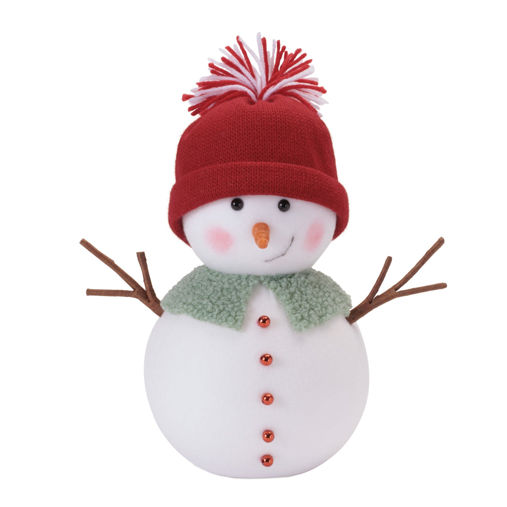 Plush Snowman Figurines with Knit Hats and Scarves (Set of 6)