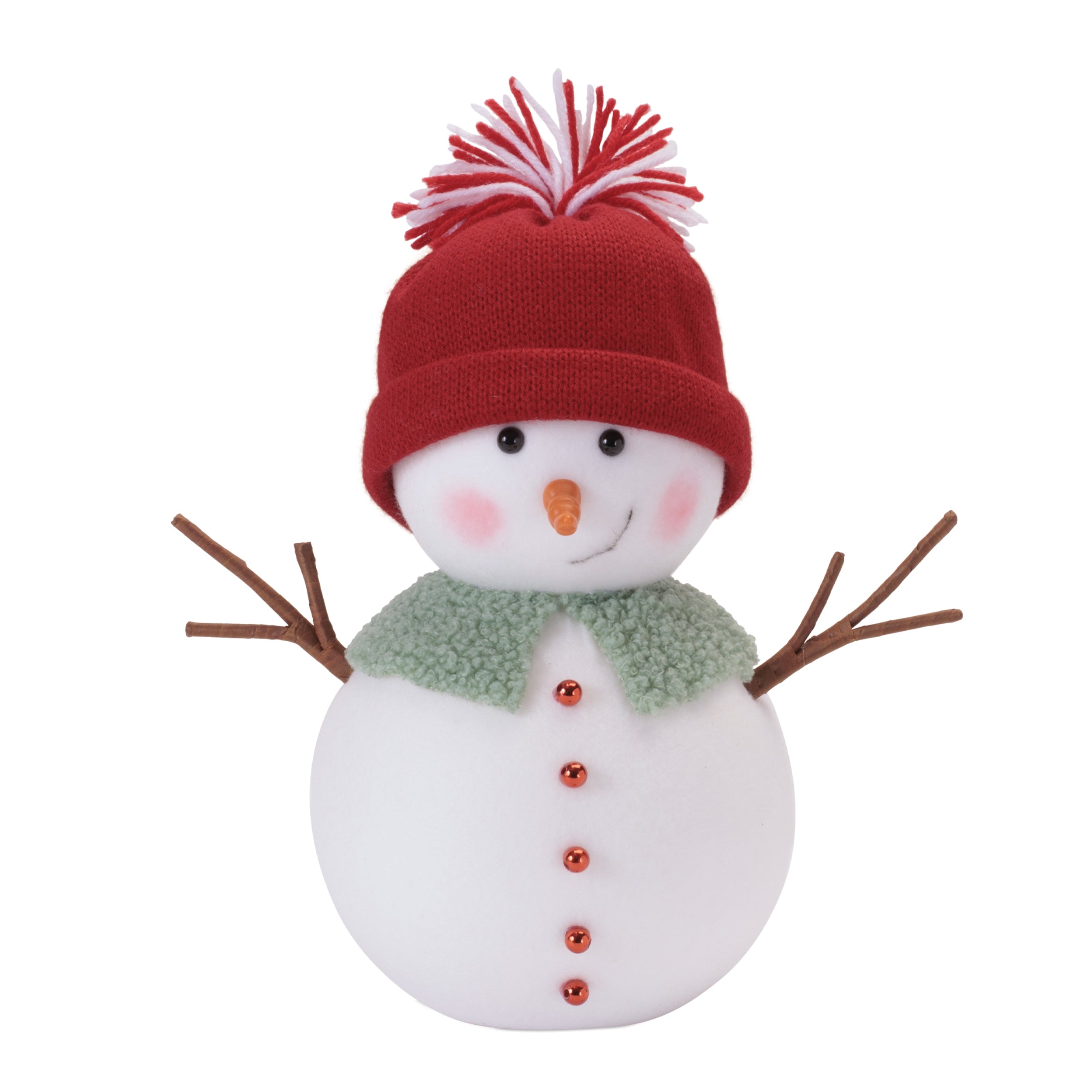 Plush Snowman Figurines with Knit Hats and Scarves (Set of 6)