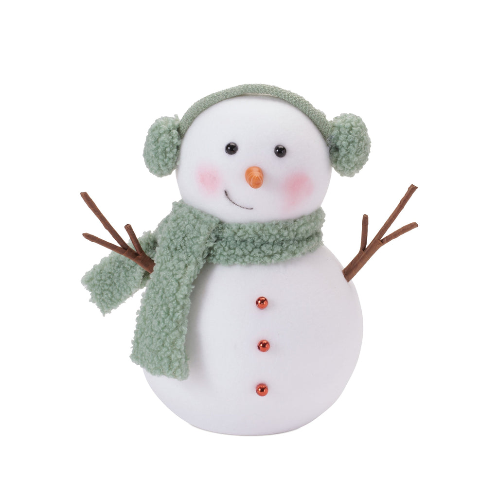 Plush Snowman Figurines with Knit Hats and Scarves (Set of 6)