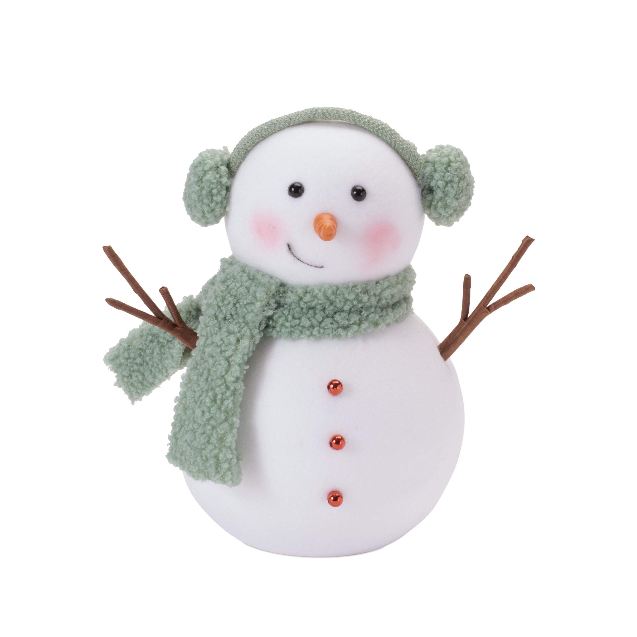 Plush Snowman Figurines with Knit Hats and Scarves (Set of 6)
