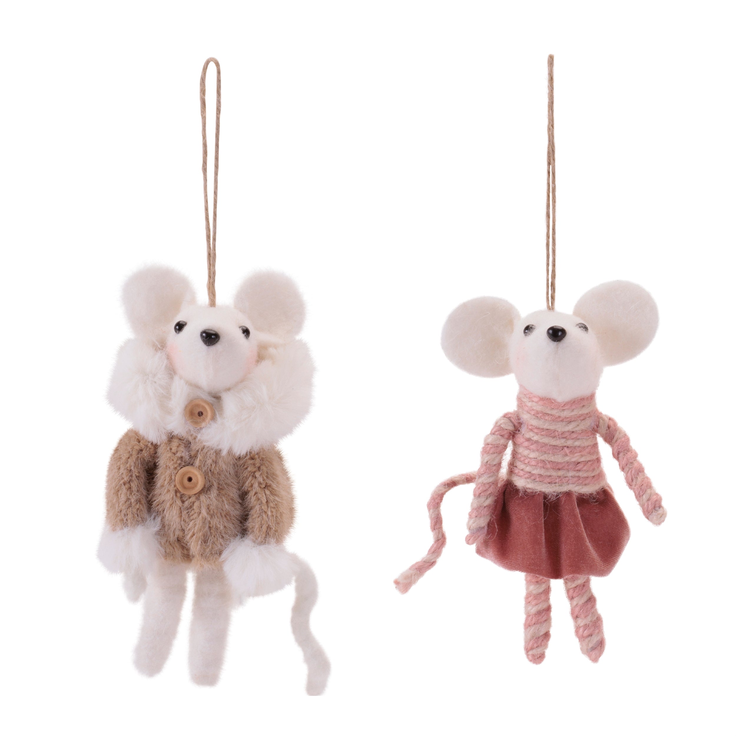 Plush Mouse Ornament (Set of 2)