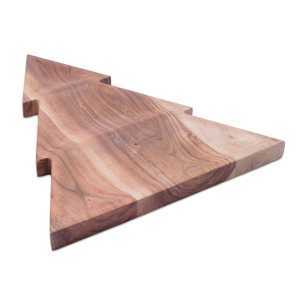 Wood Christmas Tree Divided Serving Tray 16"L