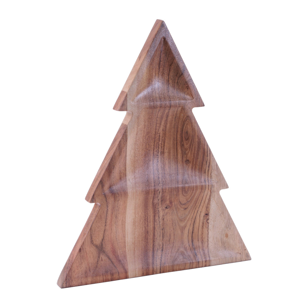 Wood Christmas Tree Divided Serving Tray 16"L