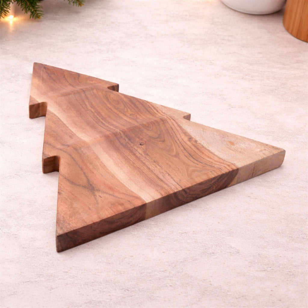 Wood Christmas Tree Divided Serving Tray 16"L