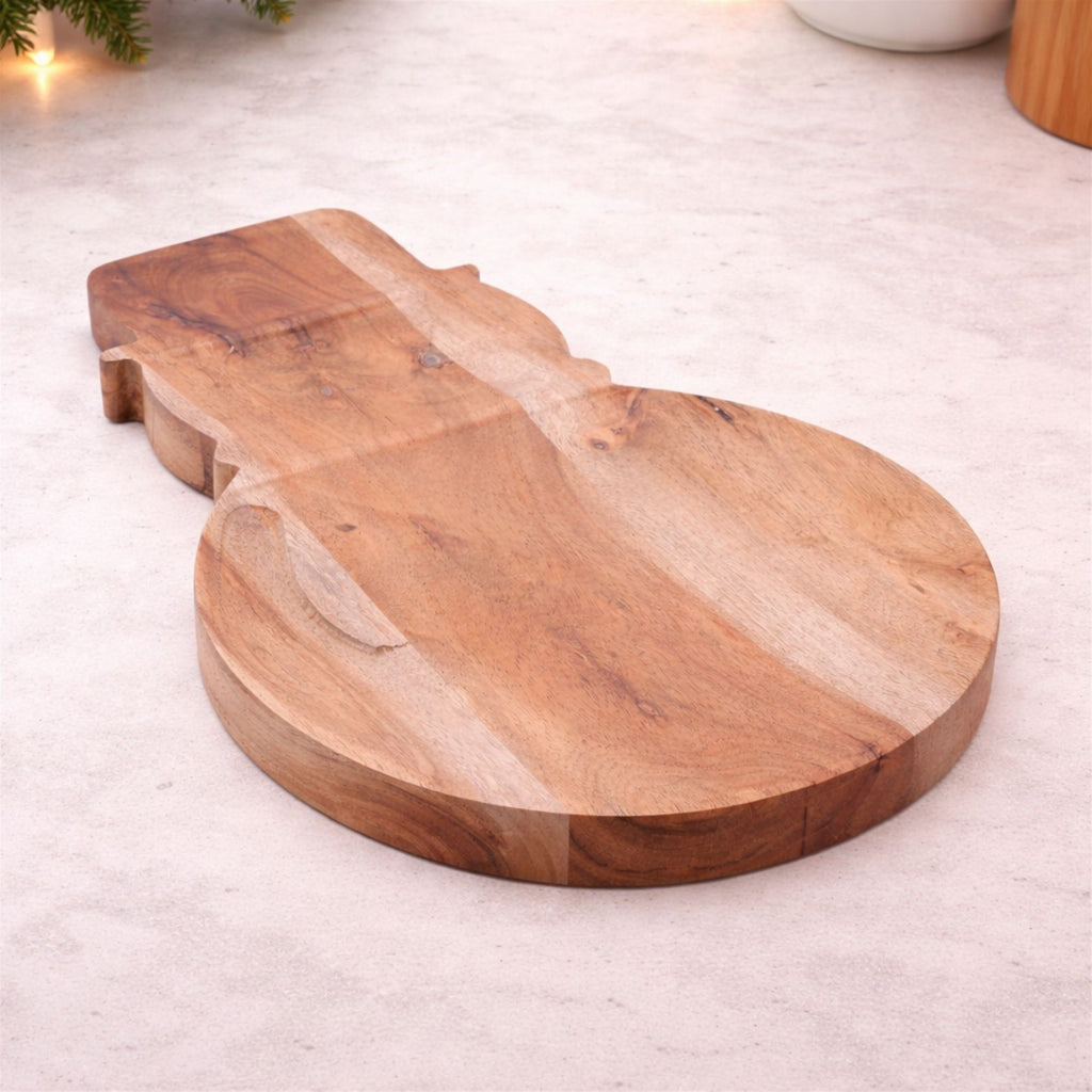 Wood Snowman Divided Serving Tray 15"L