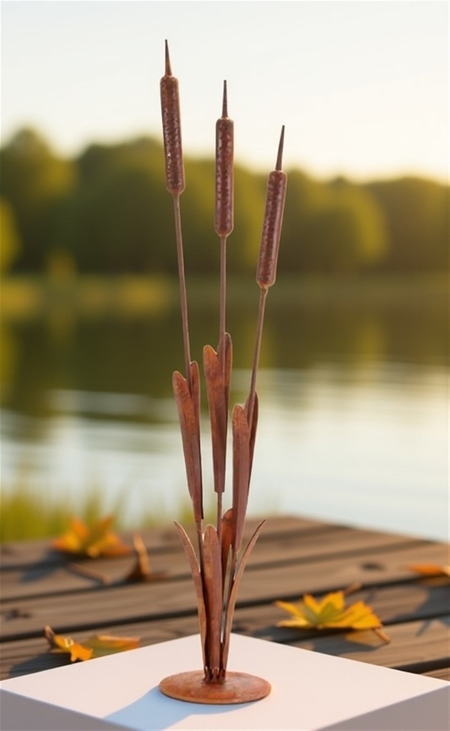 Iron Cattail Decor 32"H