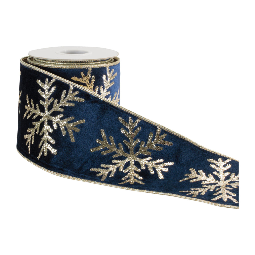 Snowflake Velvet Wired Ribbon 4" x 5 Yds.