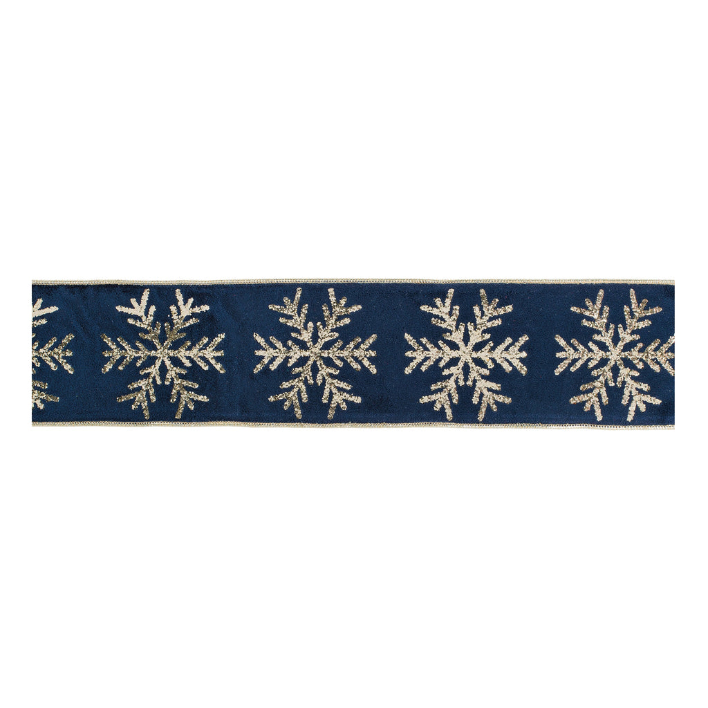 Snowflake Velvet Wired Ribbon 4" x 5 Yds.