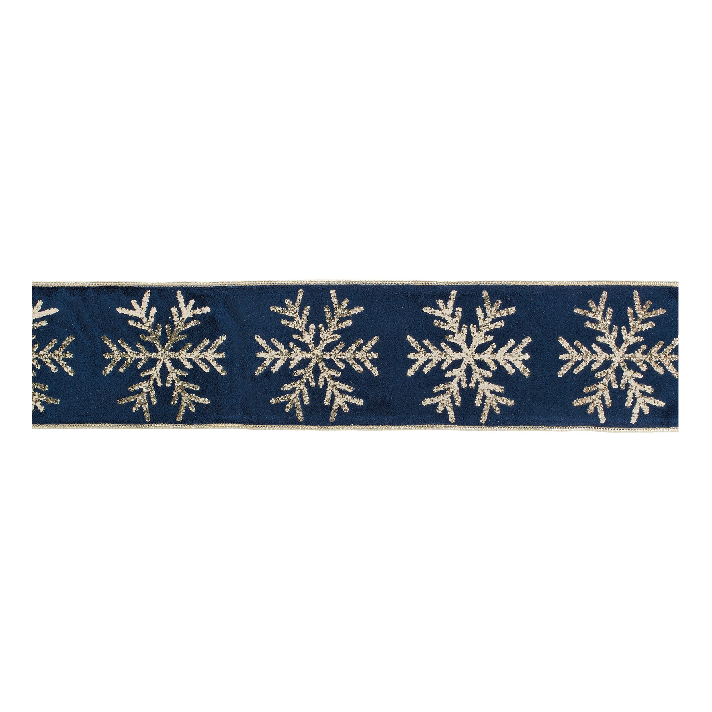 Snowflake Velvet Wired Ribbon 4" x 5 Yds.