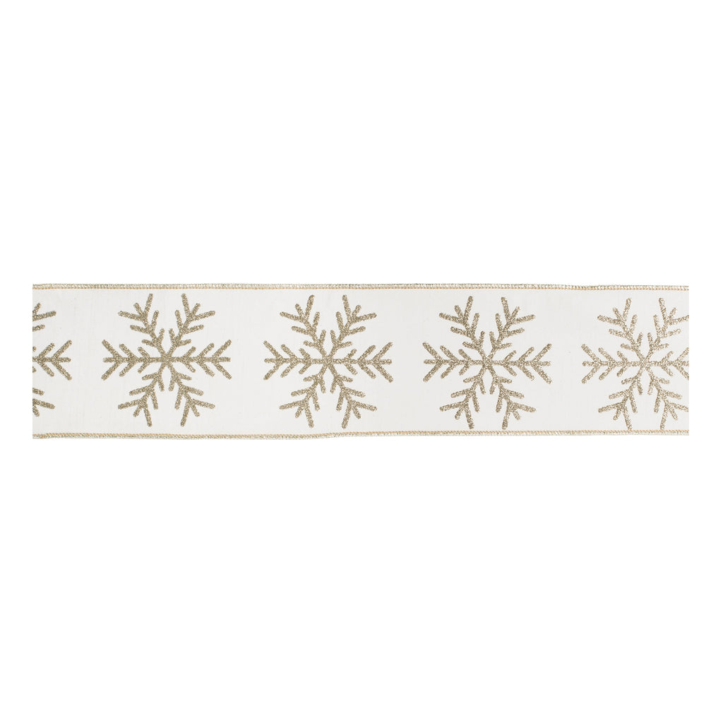 Snowflake Wired Ribbon 4" x 5 Yds.