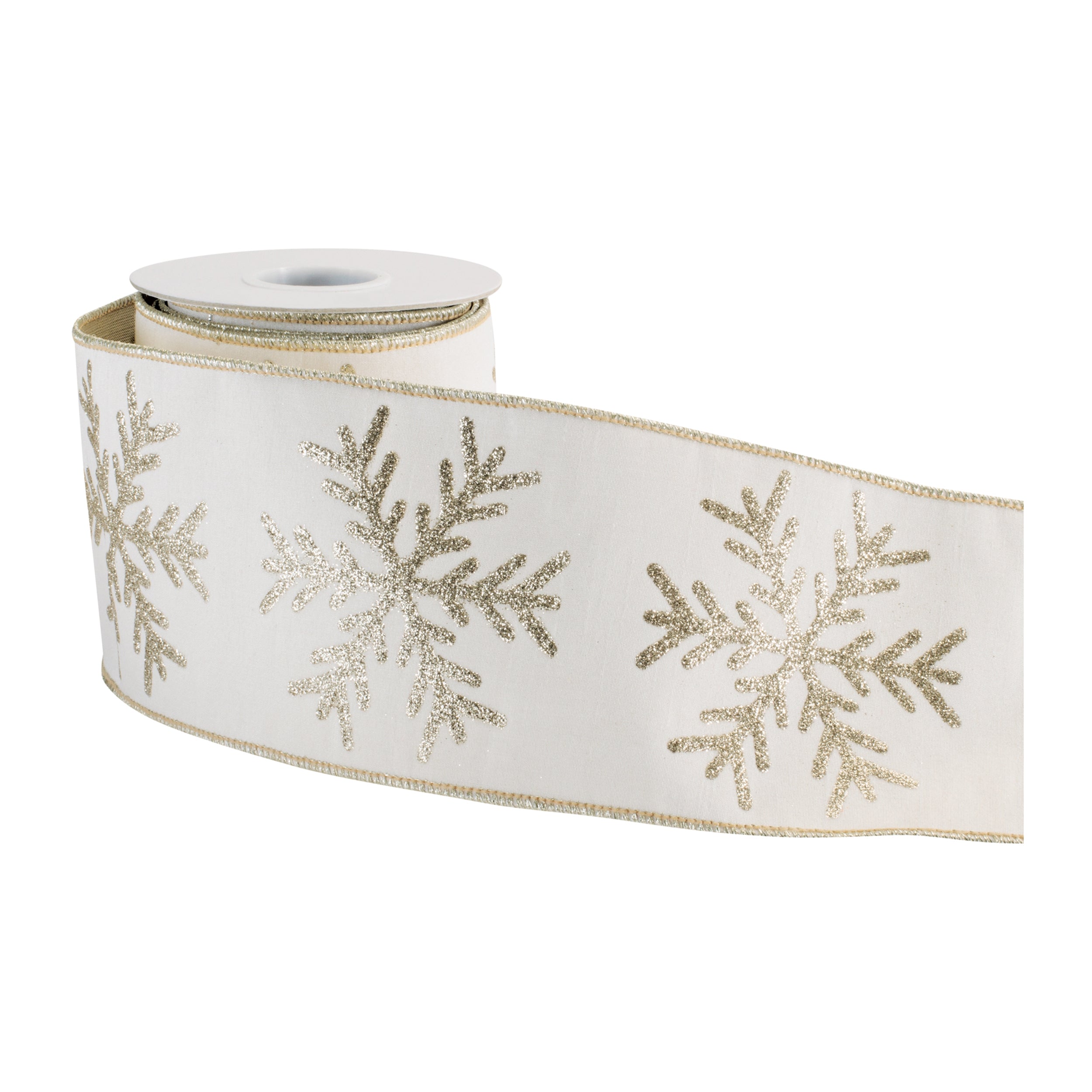 Snowflake Wired Ribbon 4" x 5 Yds.