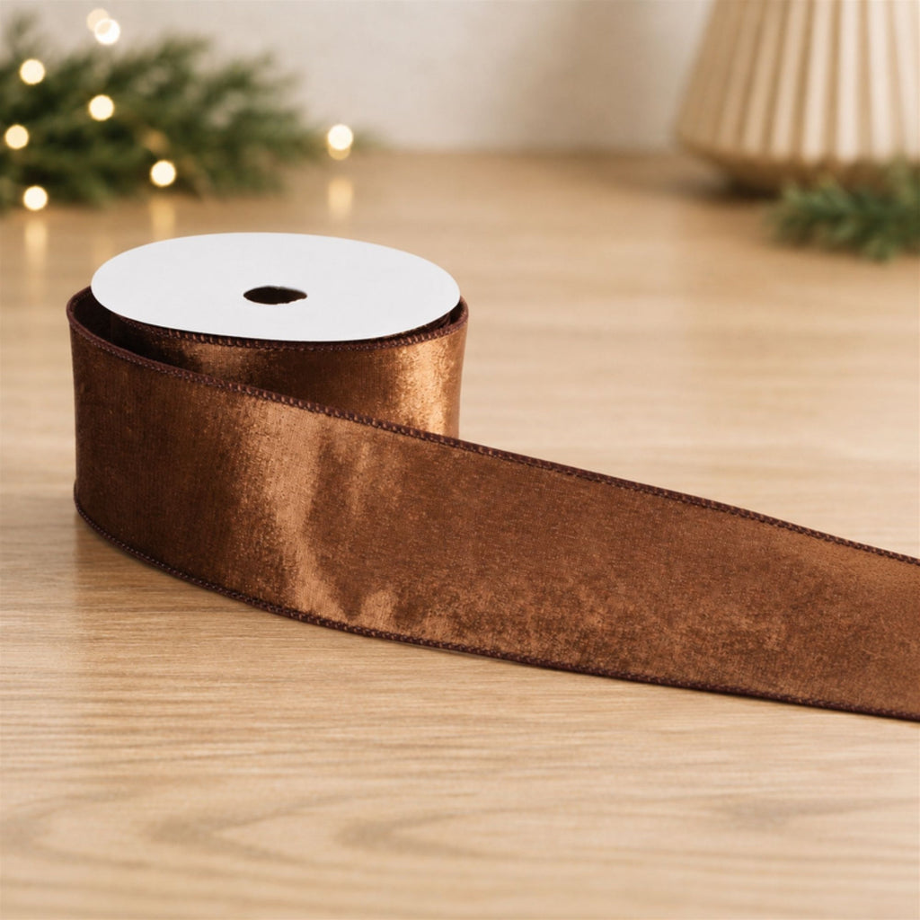 Rust Velvet Wired Ribbon 2.5" x 10 Yds.