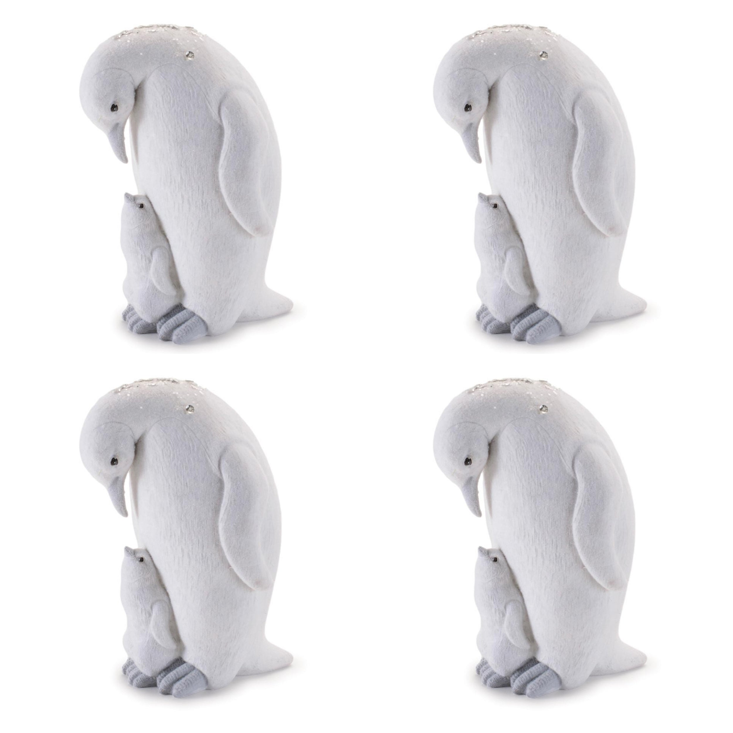 Penguin and Chick Figurines in White Finish (Set of 4)