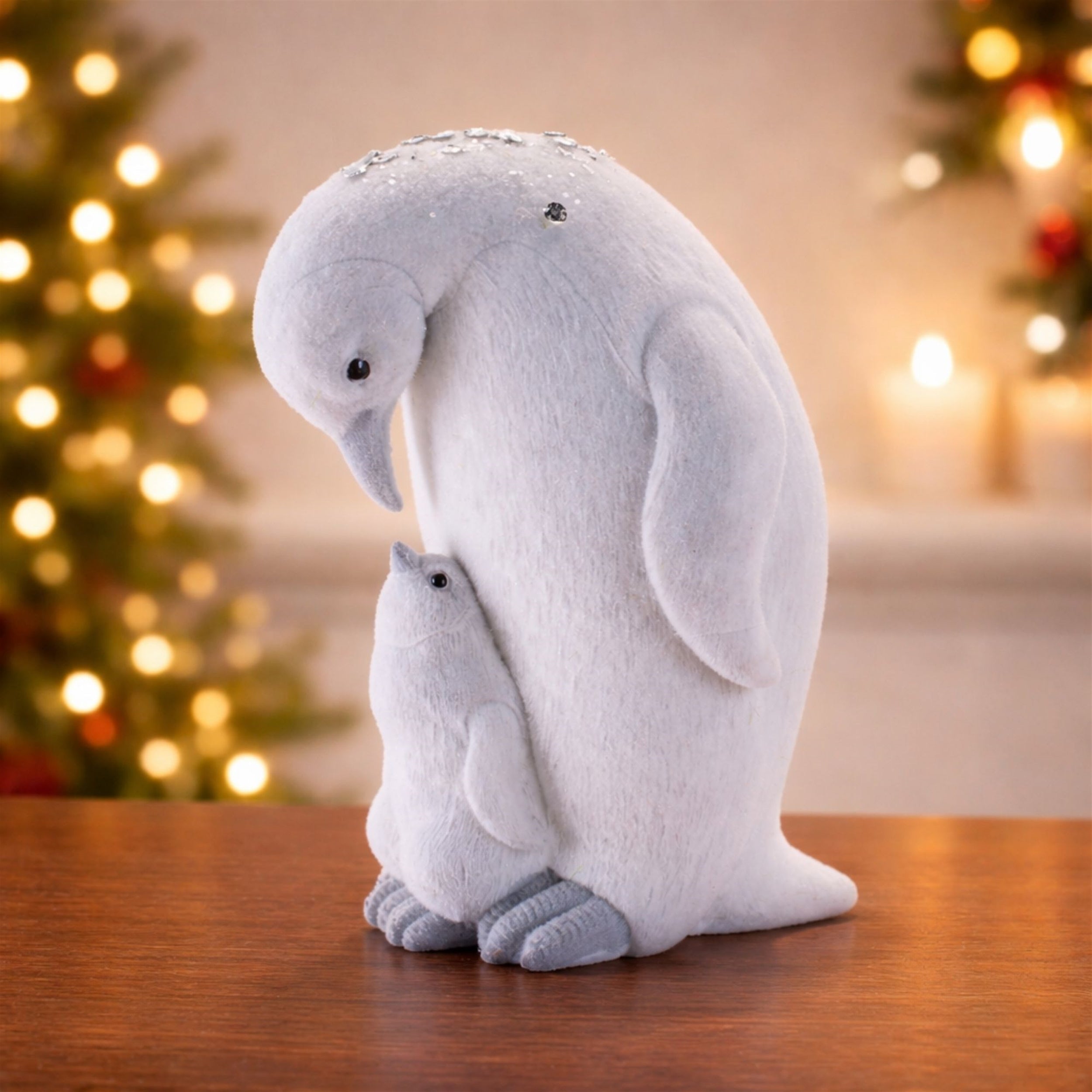 Penguin and Chick Figurines in White Finish (Set of 4)