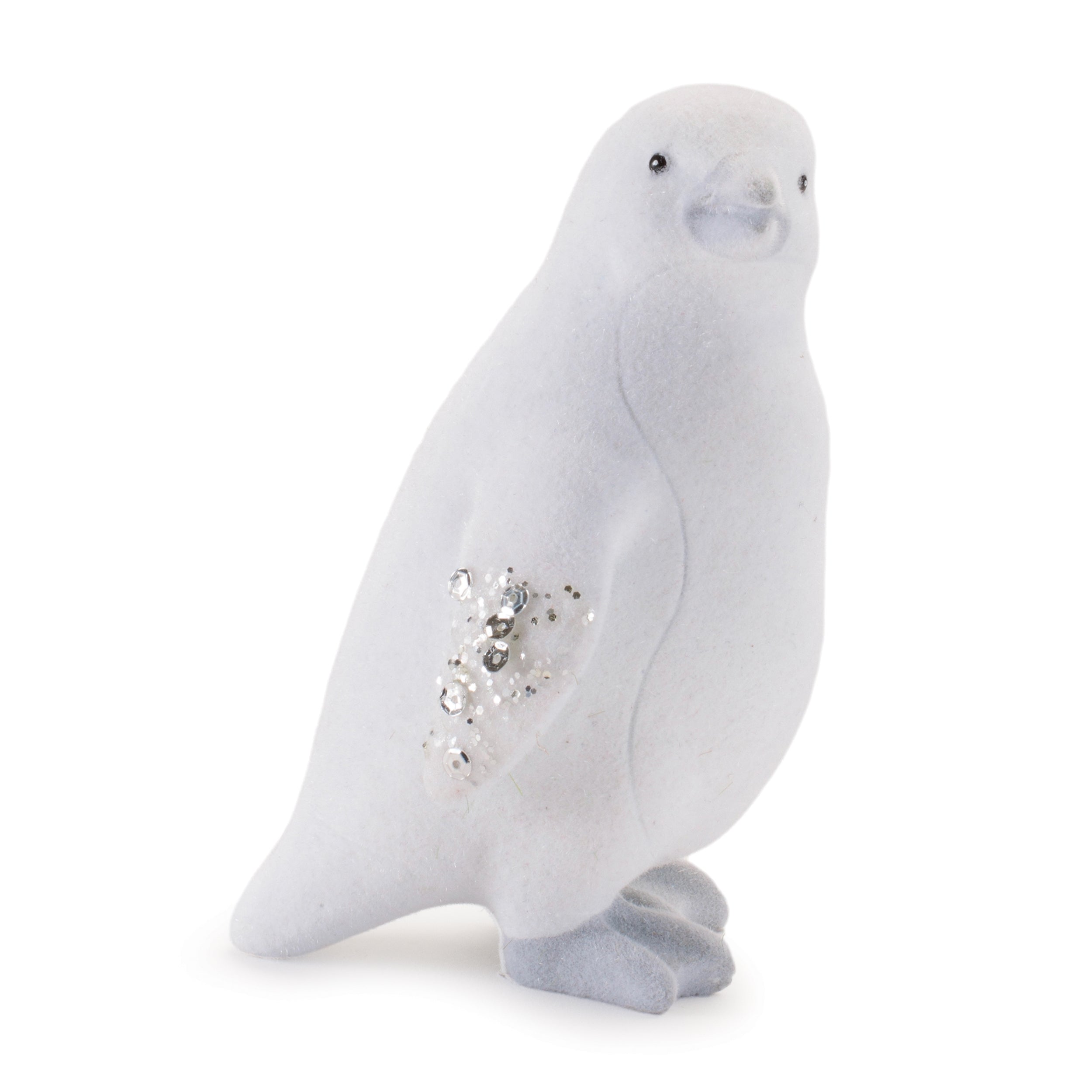 Mini White Penguin Figurines with Glitter Wings (Set of 6)