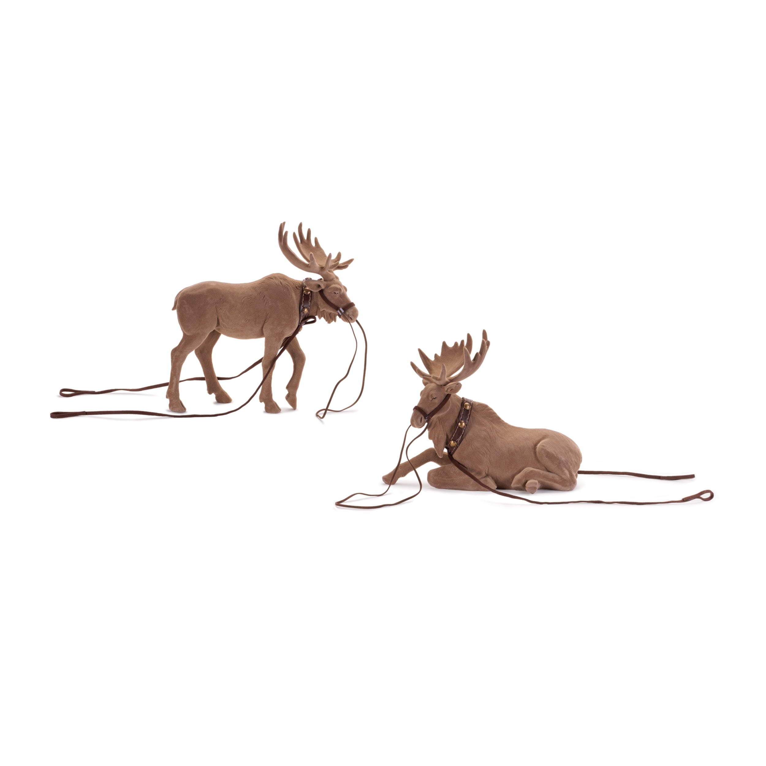Felt Moose with Reigns (Set of 2)