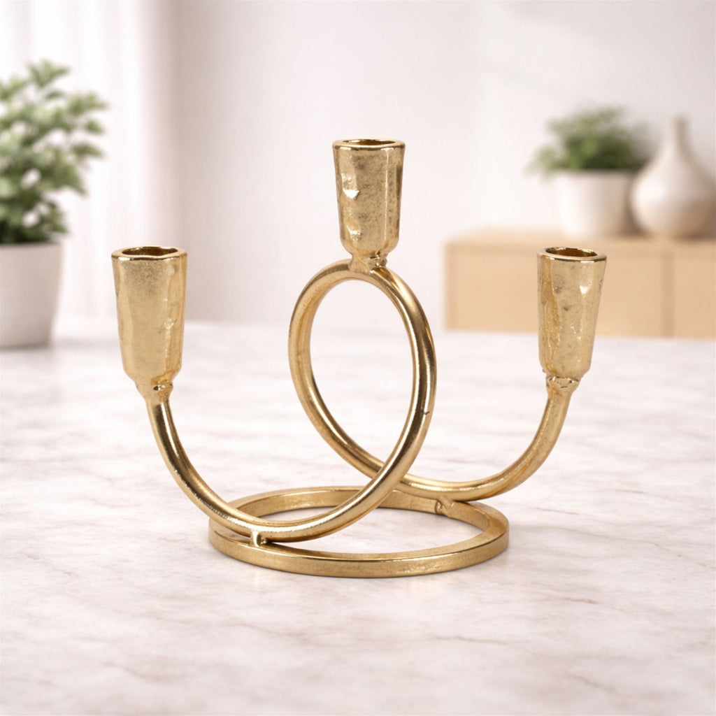 Modern Metal Tabletop Candelabra 7"H