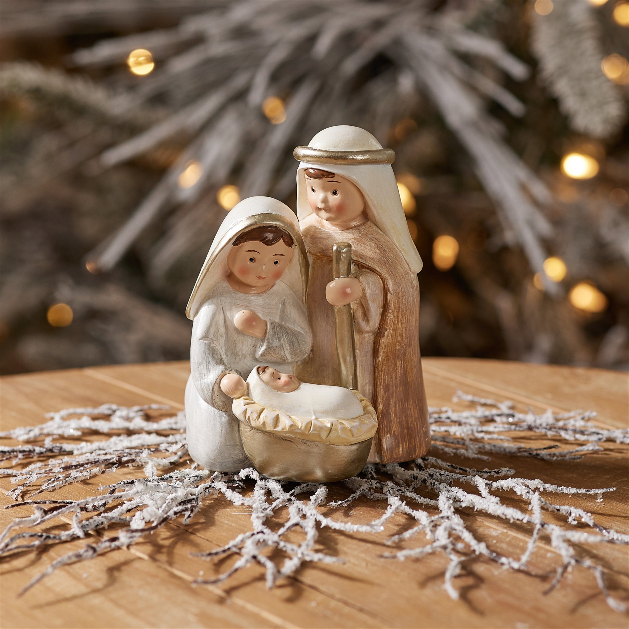 Holy Family Nativity Figurines in Neutral Tones (Set of 4)