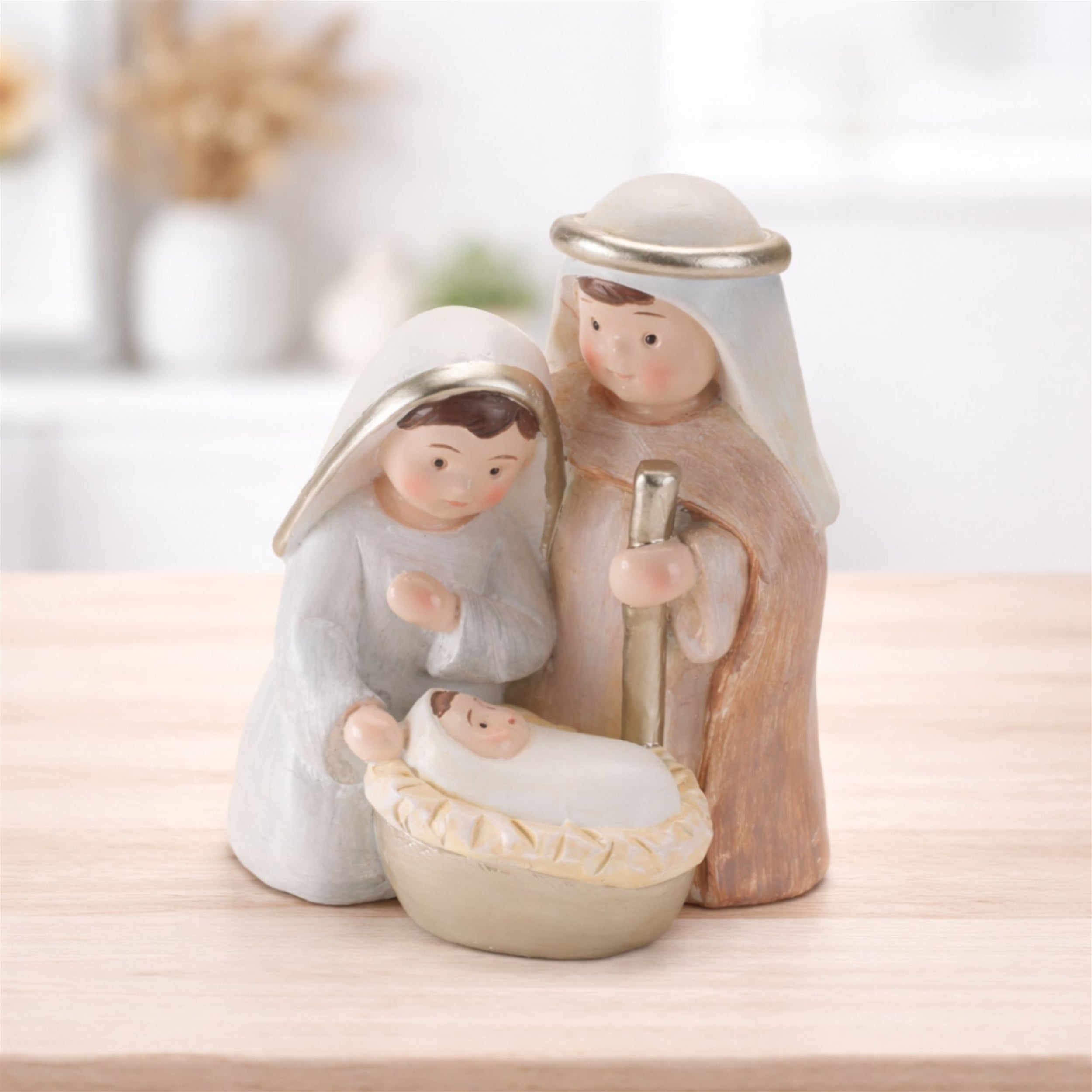 Holy Family Nativity Figurines in Neutral Tones (Set of 4)