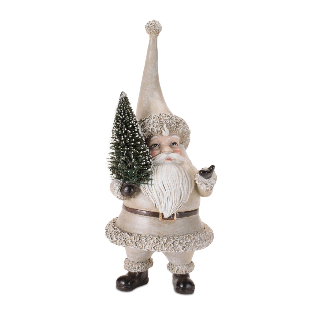 Rustic Santa Figurines with Tree and Wreath (Set of 3)
