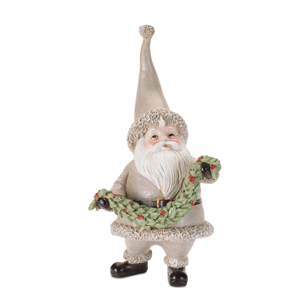 Rustic Santa Figurines with Tree and Wreath (Set of 3)