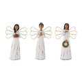 Modern Angel Figurines with Gold Metal Wings (Set of 6)