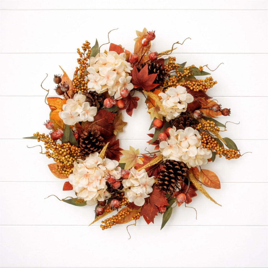 Harvest Mixed Hydrangea Wreath 22"D