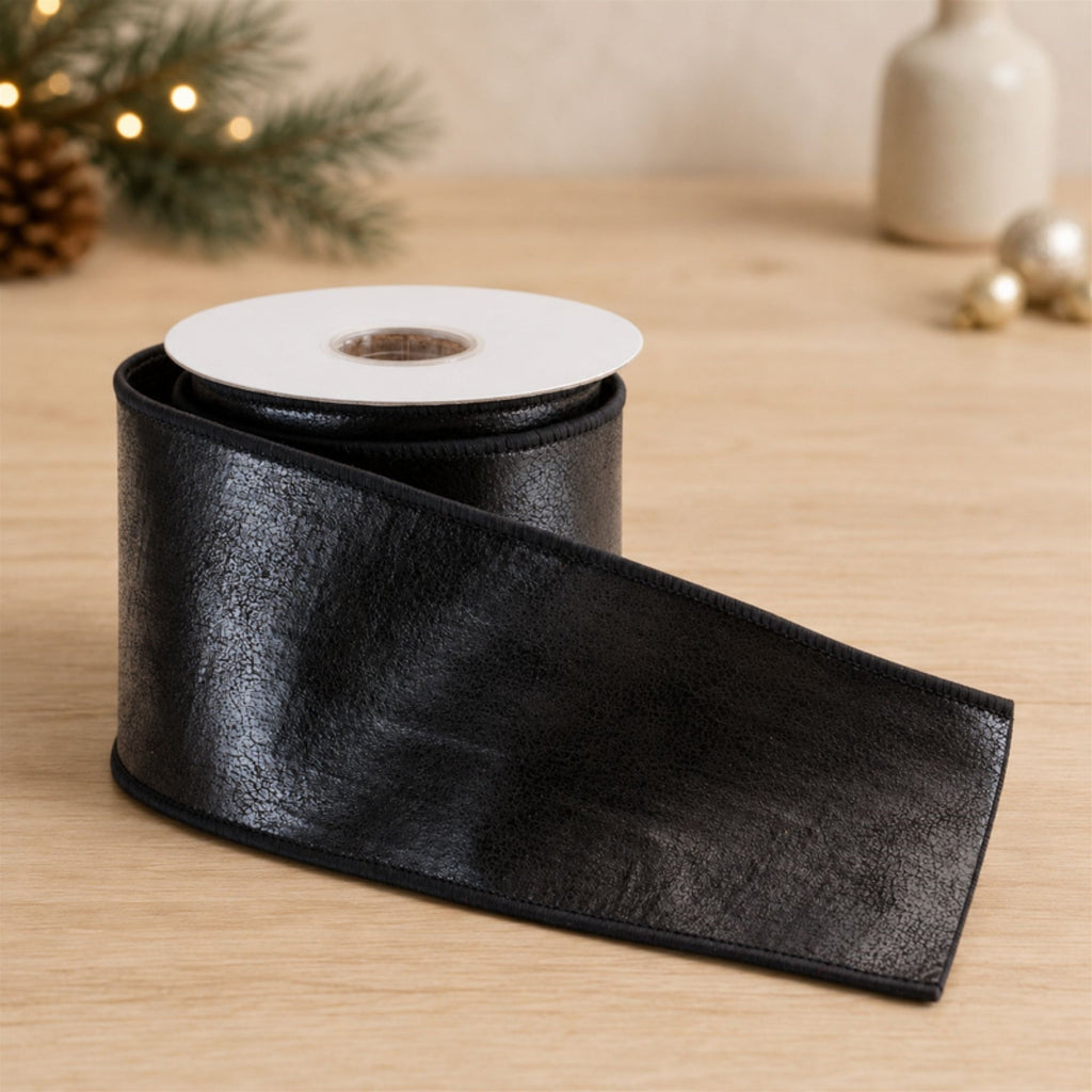 Leather Wired Ribbon 4" x 5 Yds.