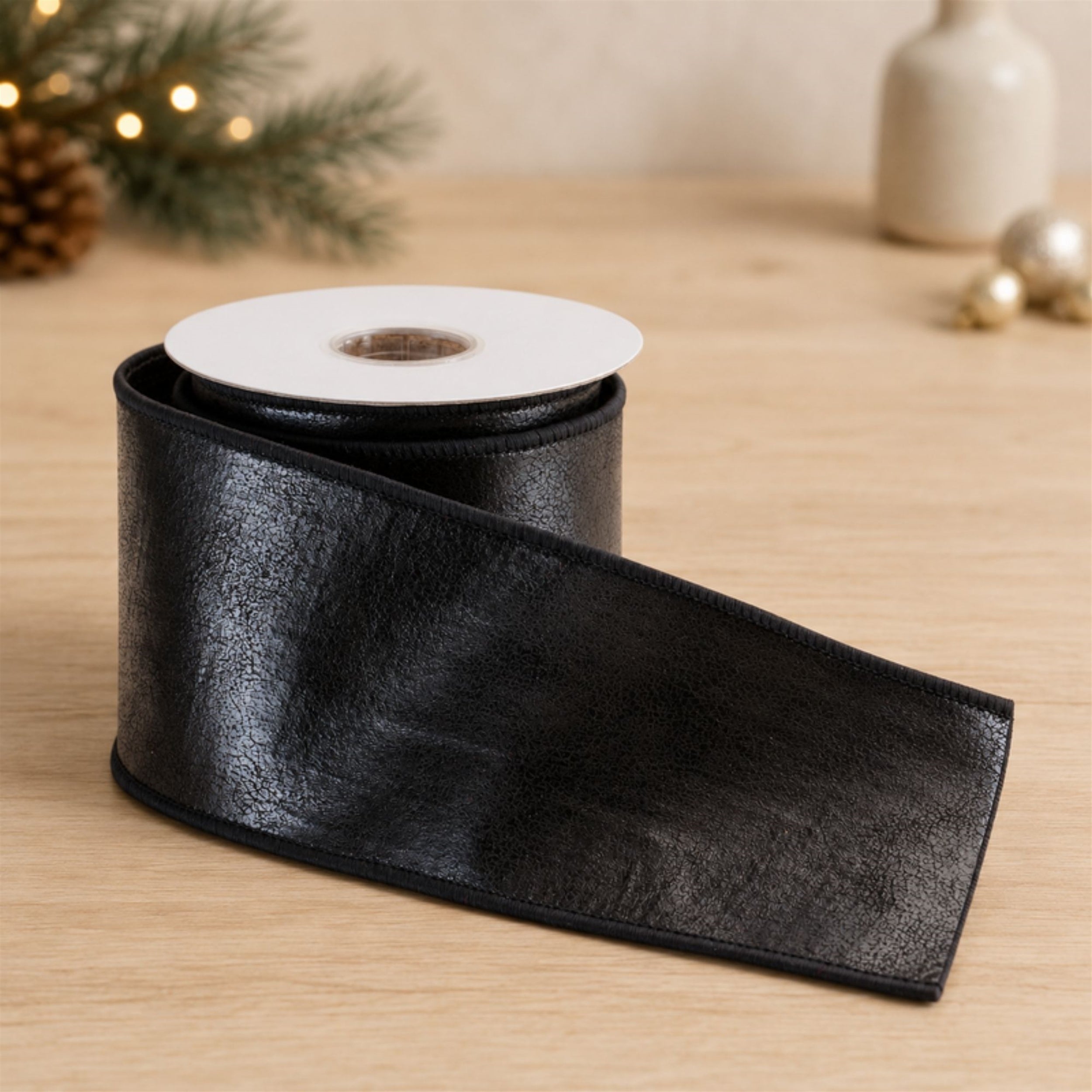 Leather Wired Ribbon 4" x 5 Yds.