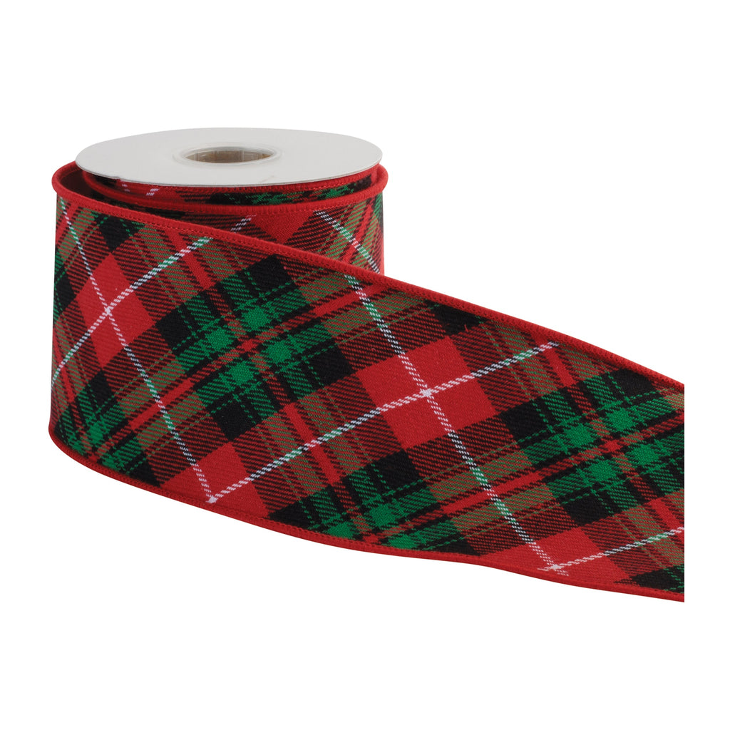 Holiday Plaid Wired Ribbon 4" x 5 Yds.