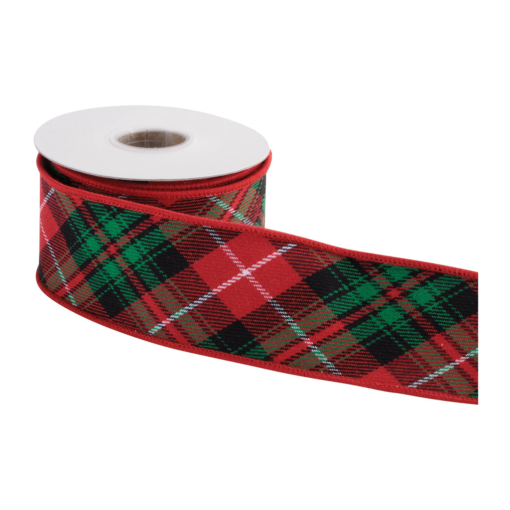 Tartan Plaid Wired Cotton Ribbon 2.5" x 5 Yds.