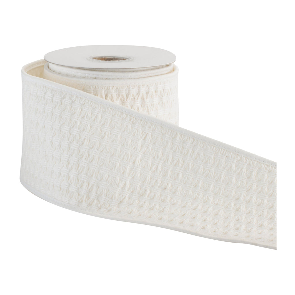 Waffle Knit Wired Cotton Ribbon 4" x 5 Yds.