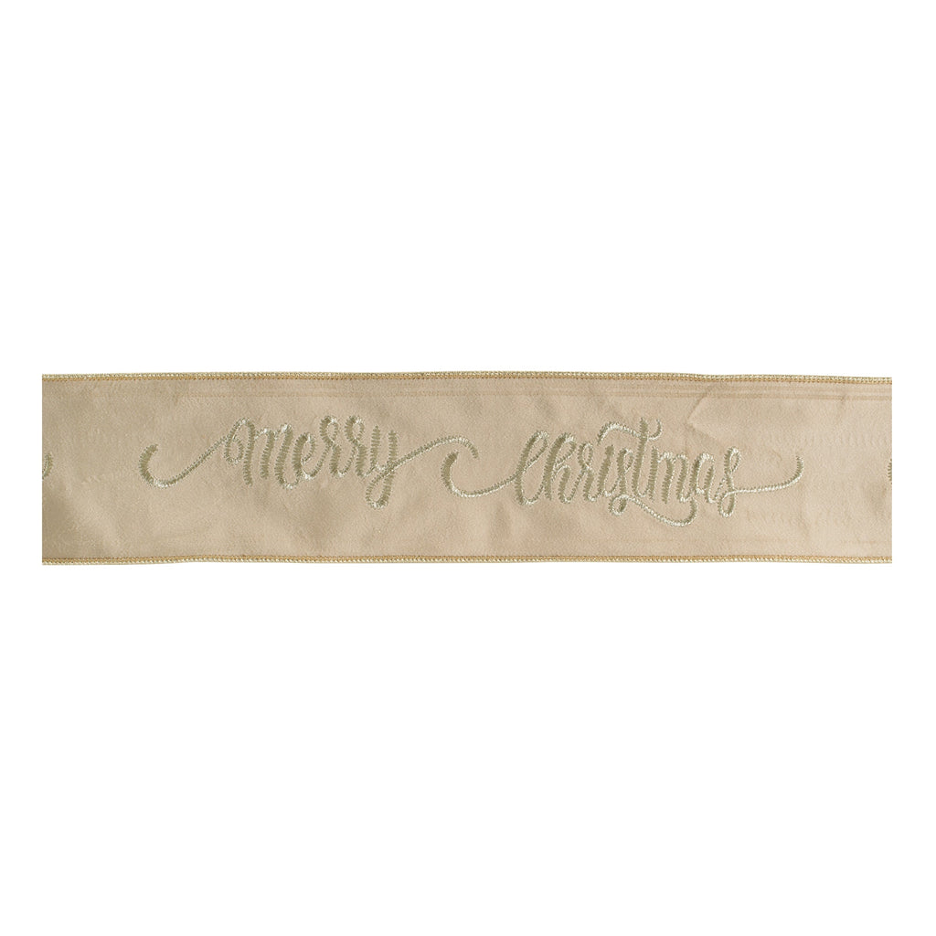 ÒMerry ChristmasÓ Script Wired Ribbon 4" x 5 Yds.