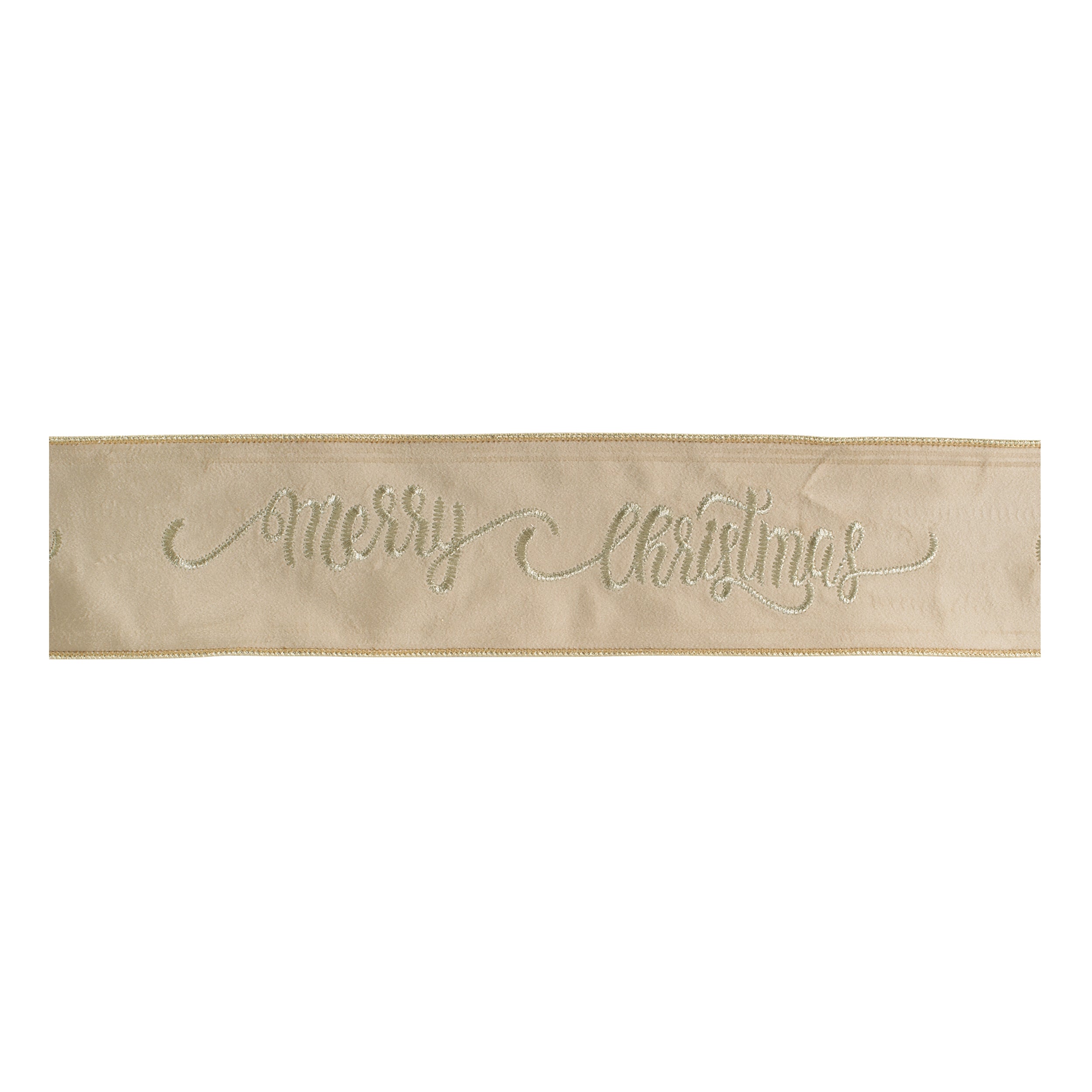 ÒMerry ChristmasÓ Script Wired Ribbon 4" x 5 Yds.