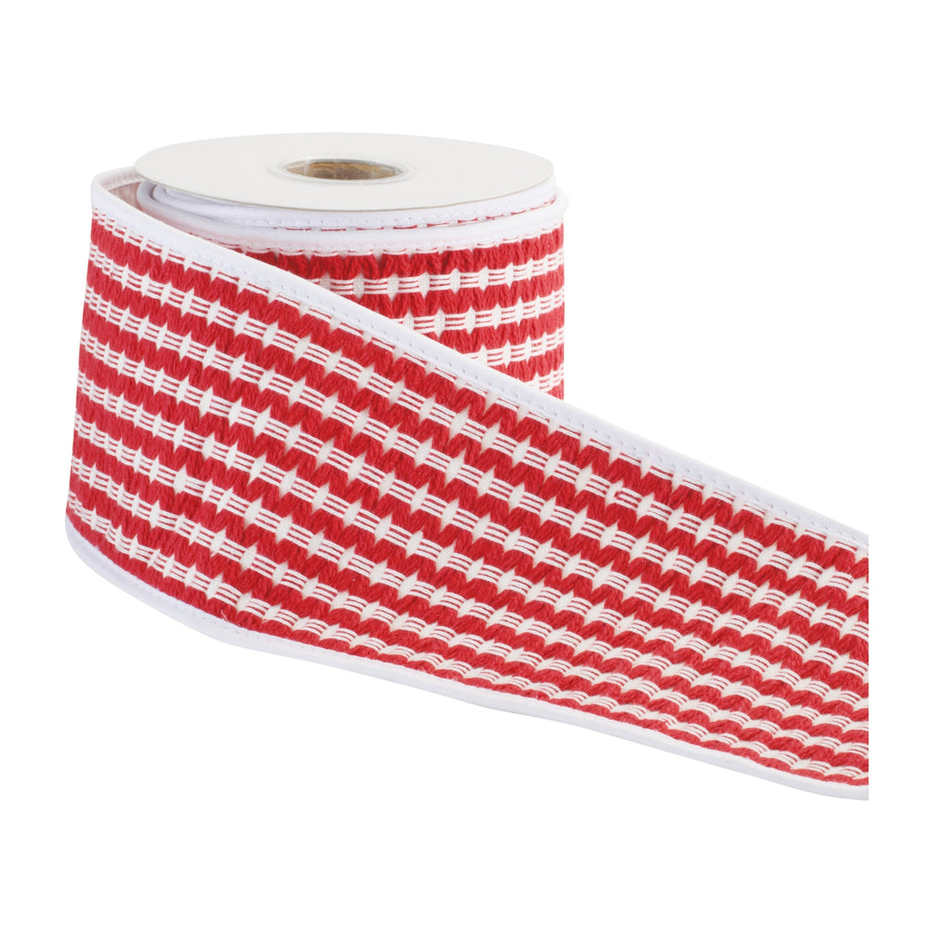Woven Stripe Wired Cotton Ribbon 4" x 5 Yds.