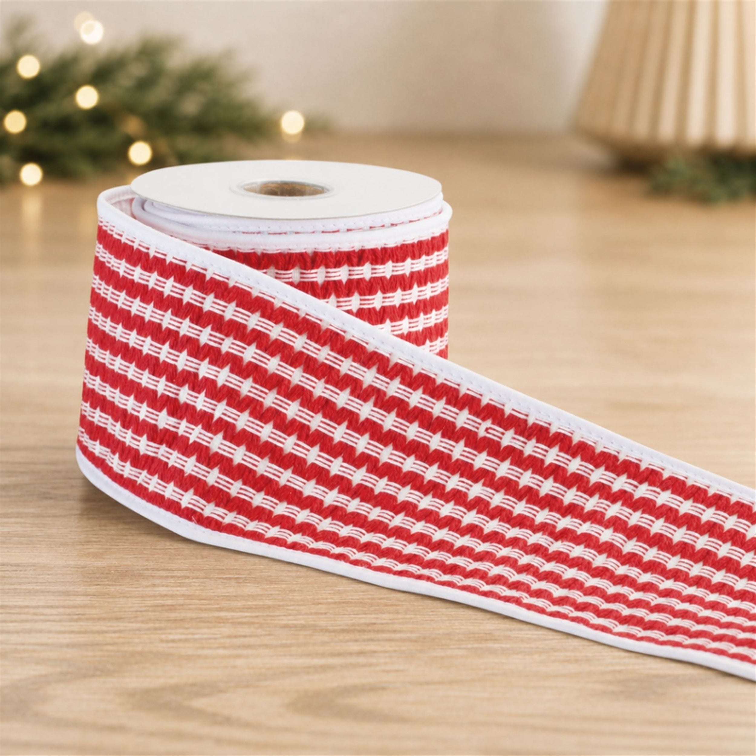 Woven Stripe Wired Cotton Ribbon 4" x 5 Yds.