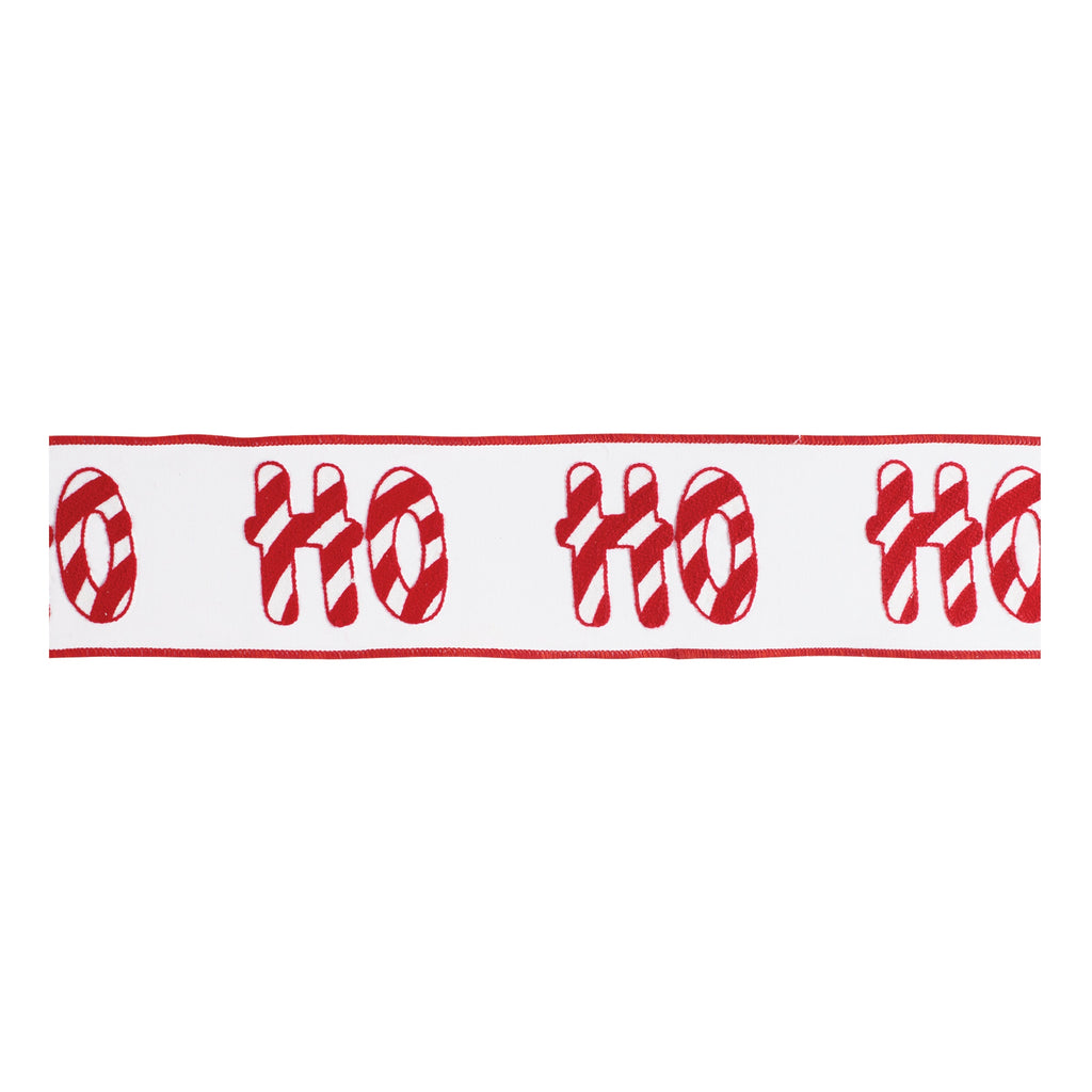 ÒHO HO HOÓ Candy Cane Wired Cotton Ribbon 4" x 5 Yds.