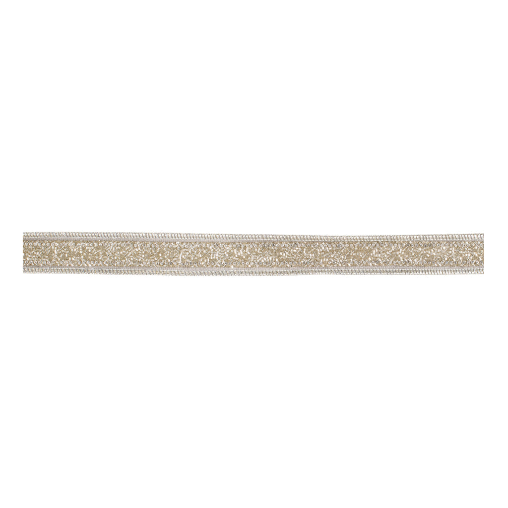 Gold Beaded Glitter Wired Ribbon 1.5" x 5 Yds.