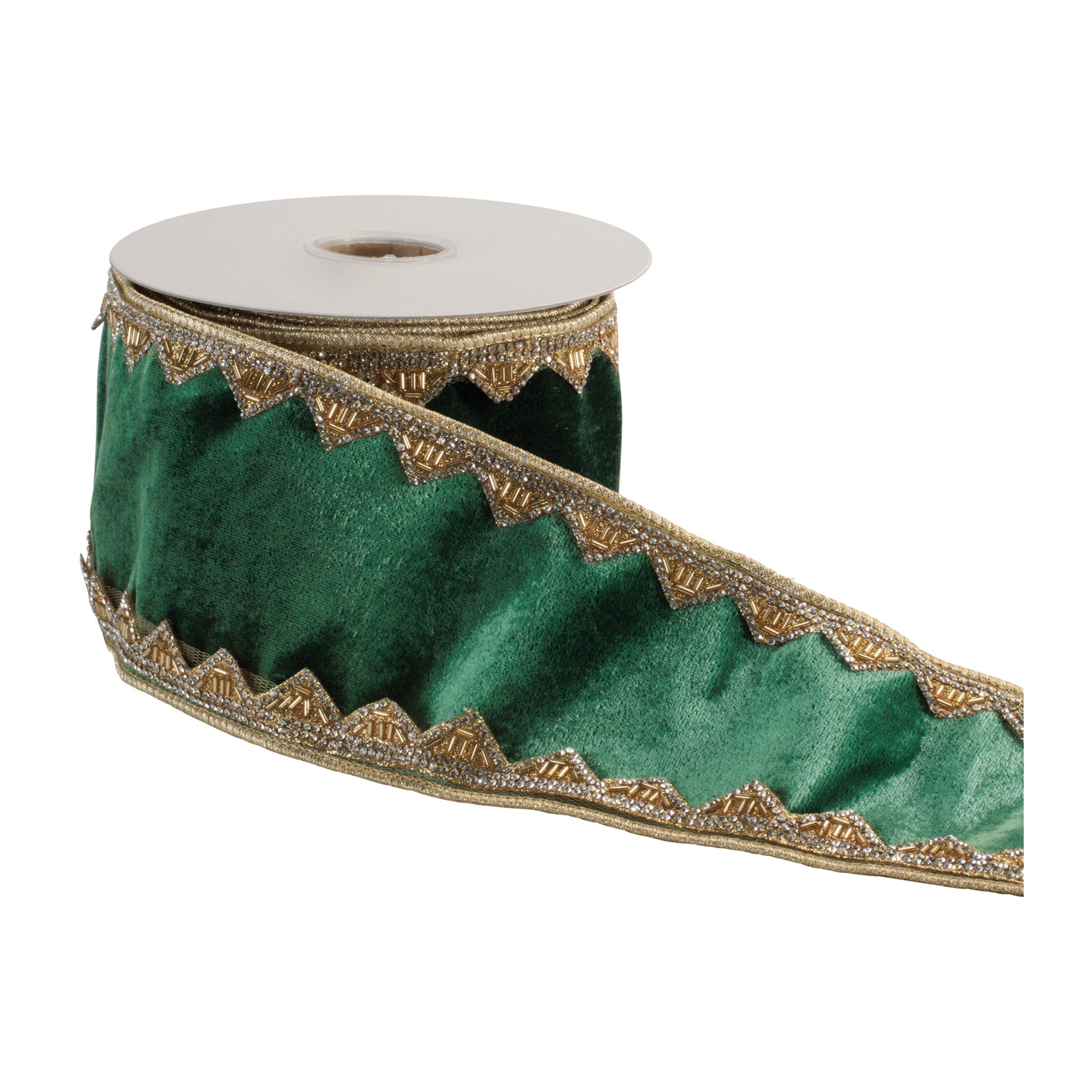 Velvet Ribbon with Embellished Trim 4" x 5 Yds.