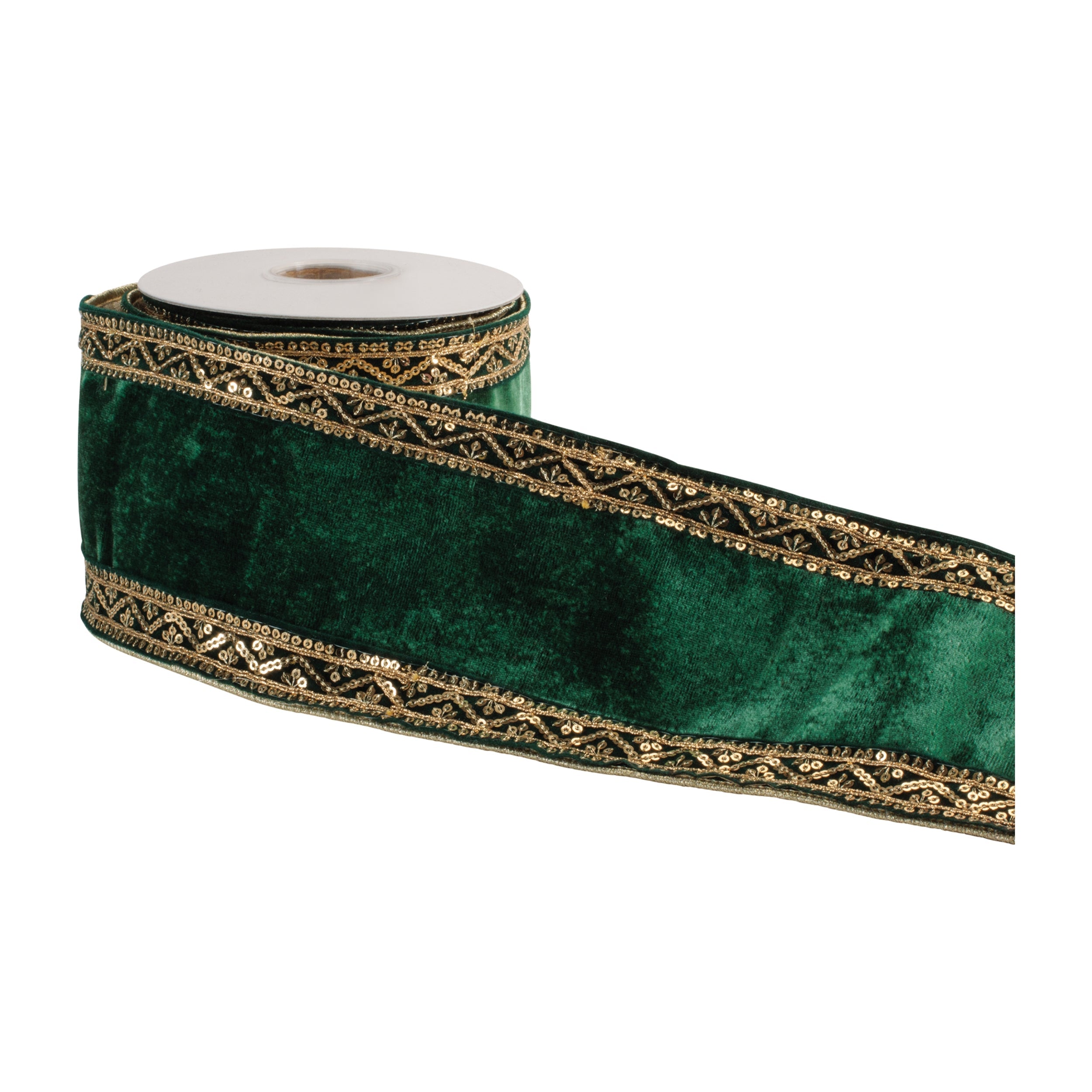 Velvet Ribbon with Ornate Metallic Trim 4" x 5 Yds.