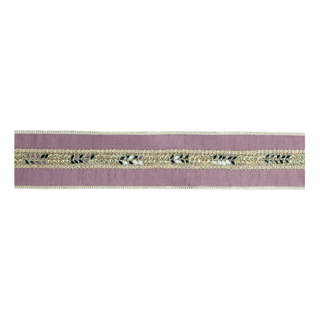 Leaf Embellished Ribbon with Metallic Trim 2.5" x 5 Yds.