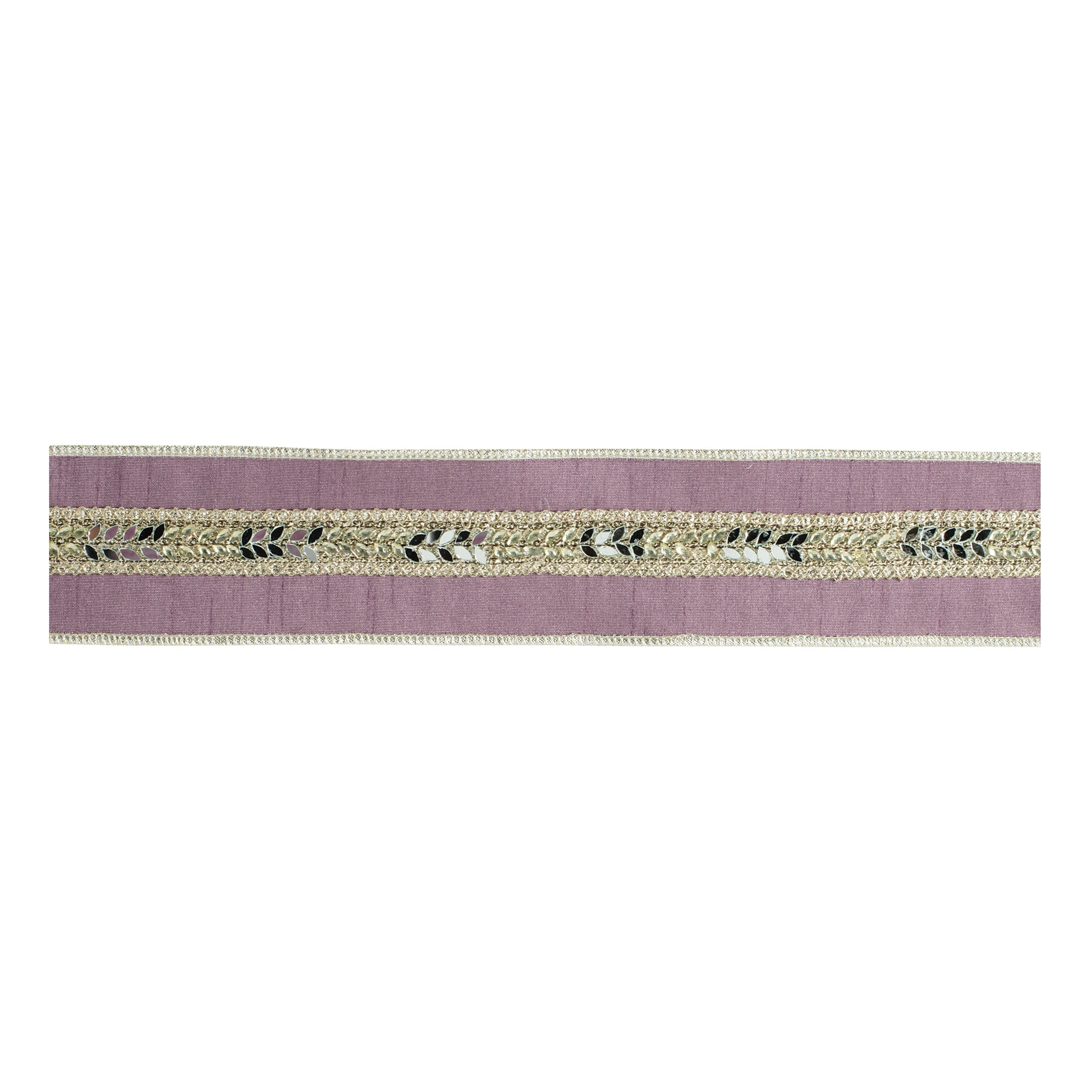 Leaf Embellished Ribbon with Metallic Trim 2.5" x 5 Yds.