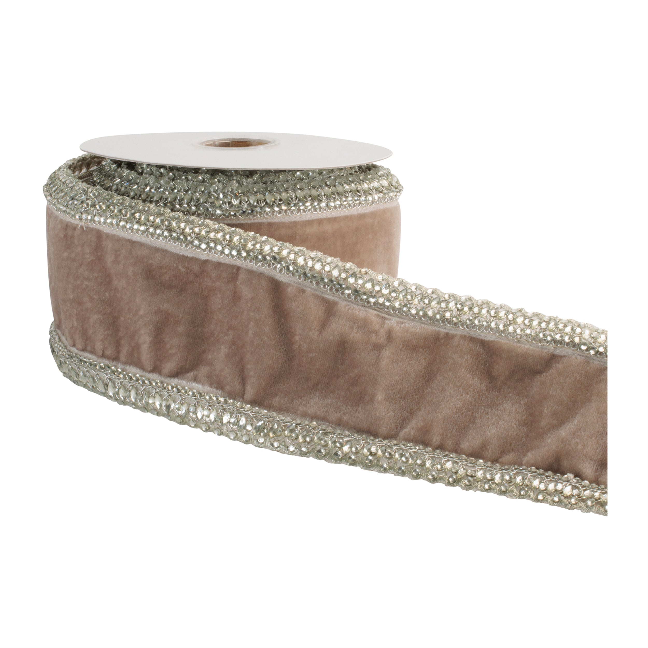 Beaded Edge Velvet Wired Ribbon 4" x 5 Yds.